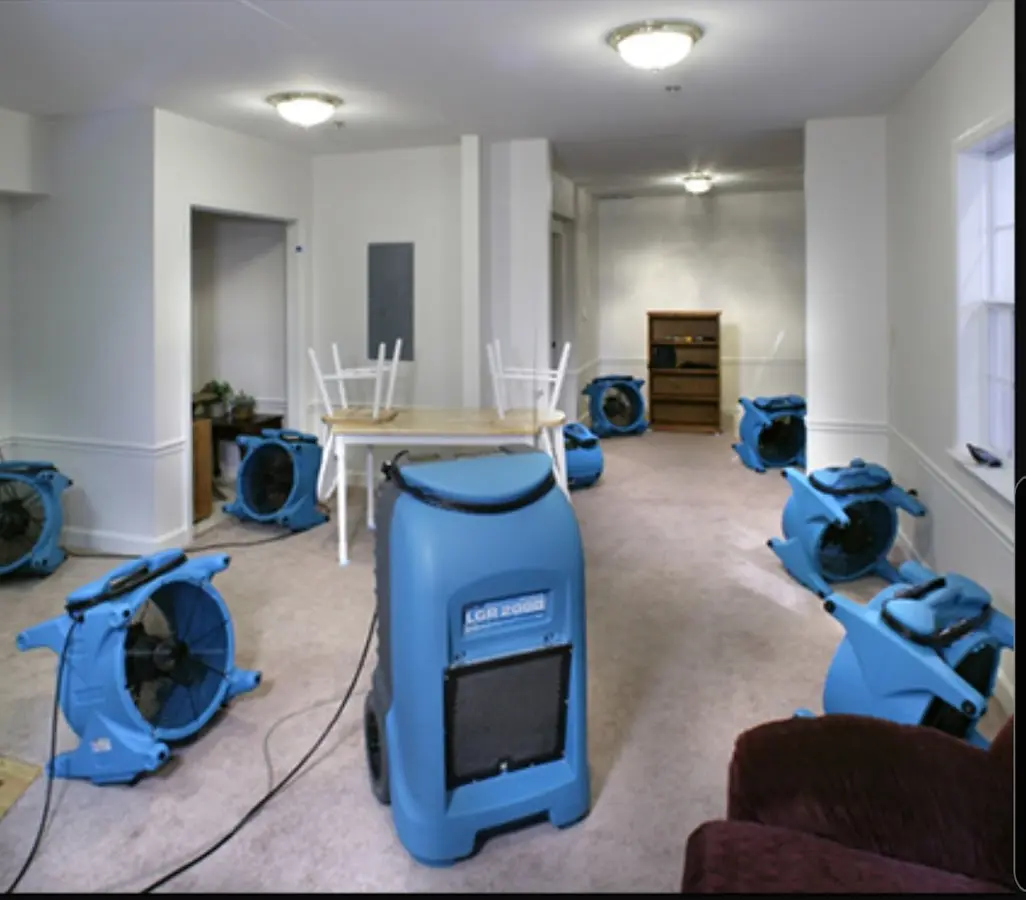 Air movers and dehumidifier setup for Water Extraction & Removal in Westville